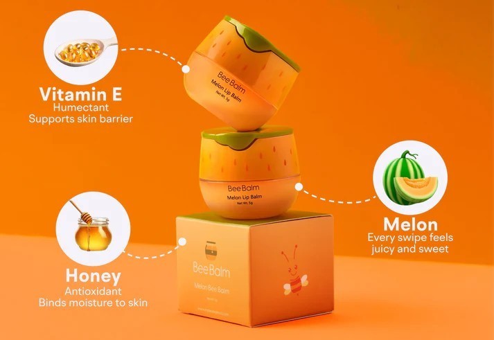 My Bee Balm Melon Lip Balm with Beeswax & Shea Butter - Hydrating & Nourishing