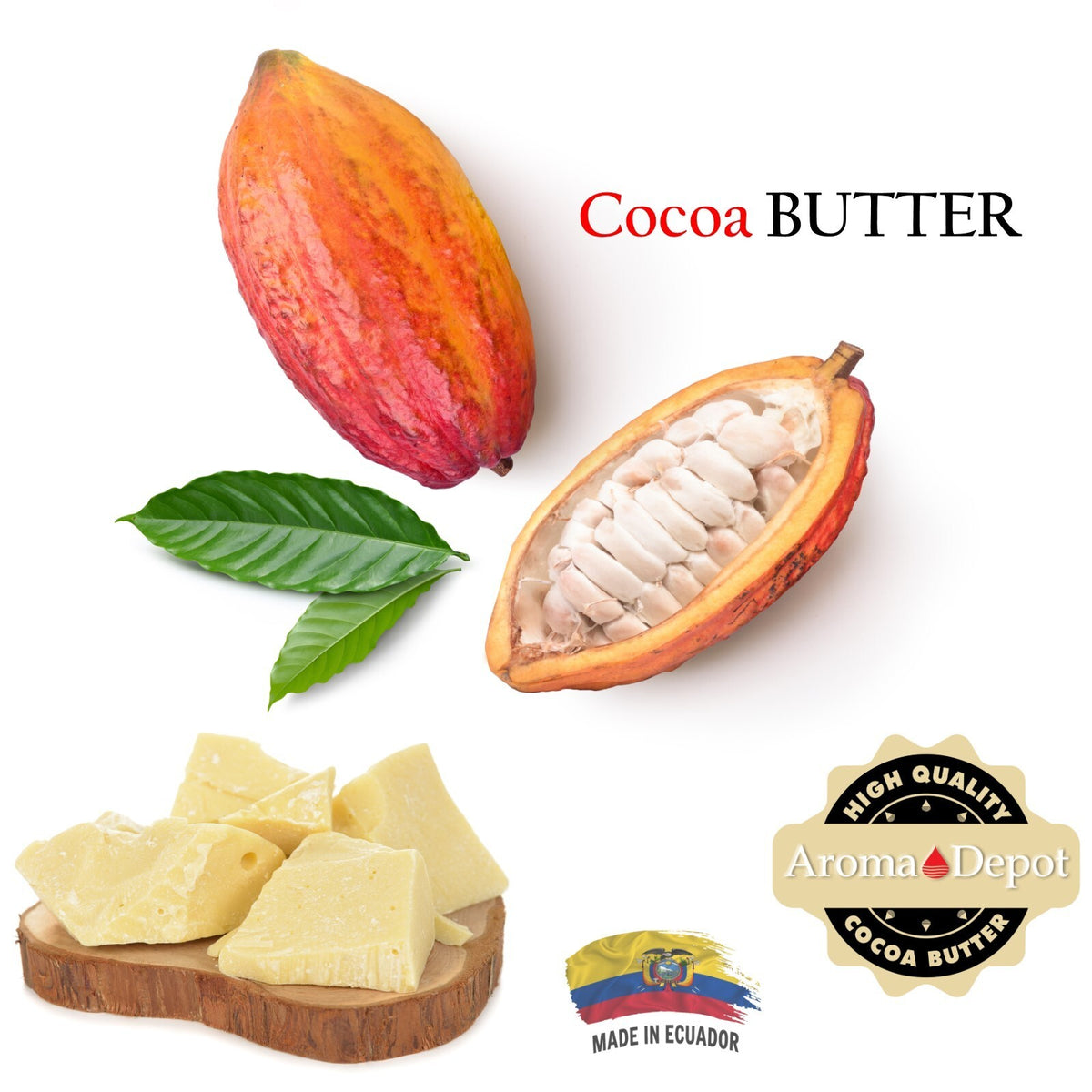 16 oz. Raw Cocoa Butter 100% Pure Cold Pressed