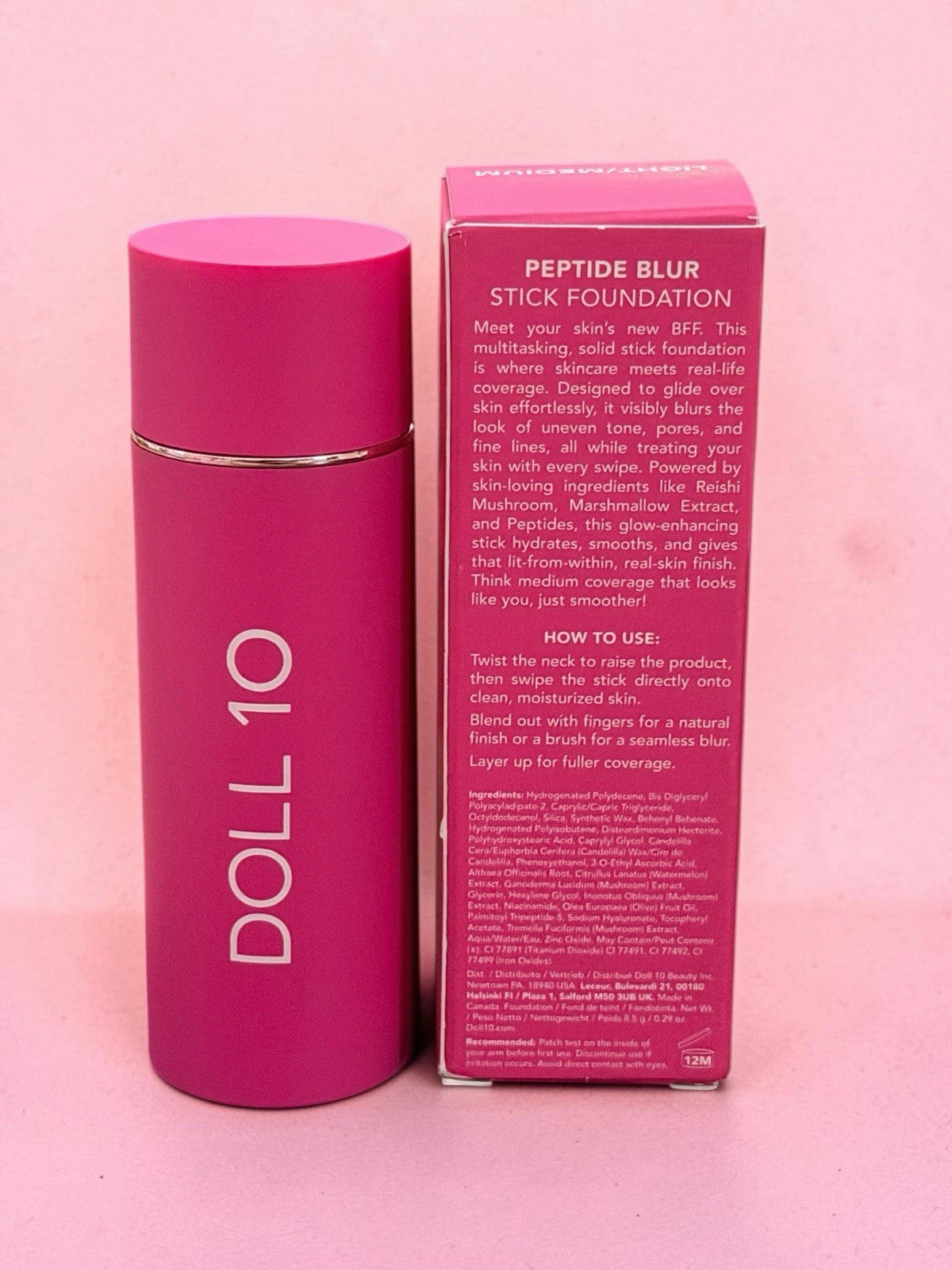 Doll 10 Peptide Blur Stick Foundation - Fair Light, Smooth Pores & Fine Lines