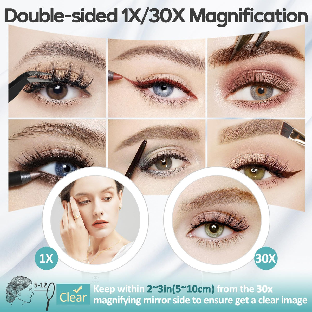 Magnifying Makeup Mirror with Light 30X Double-Sided Travel Vanity Mirror