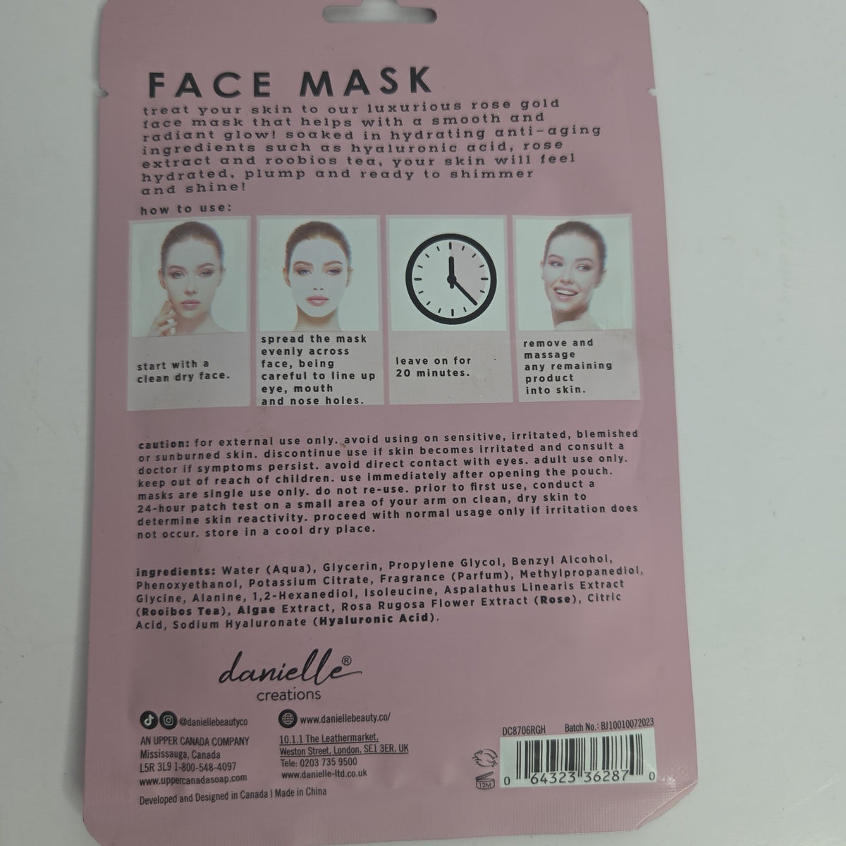 Rose Gold Shimmer Face Mask with Hyaluronic Acid - 0.88 oz