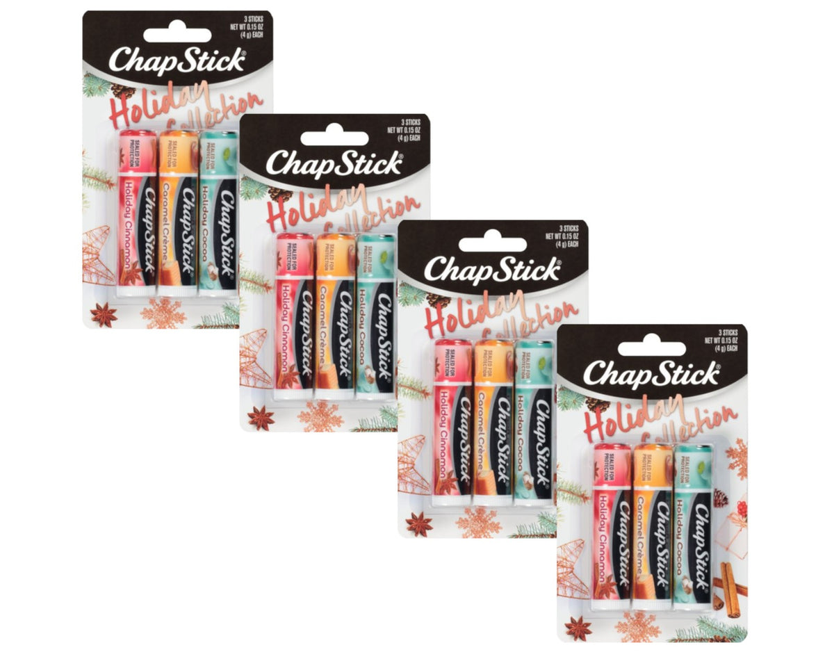 Chapstick Holiday Lip Balm Collection Pack of 4 - Flavored Moisturizer Set