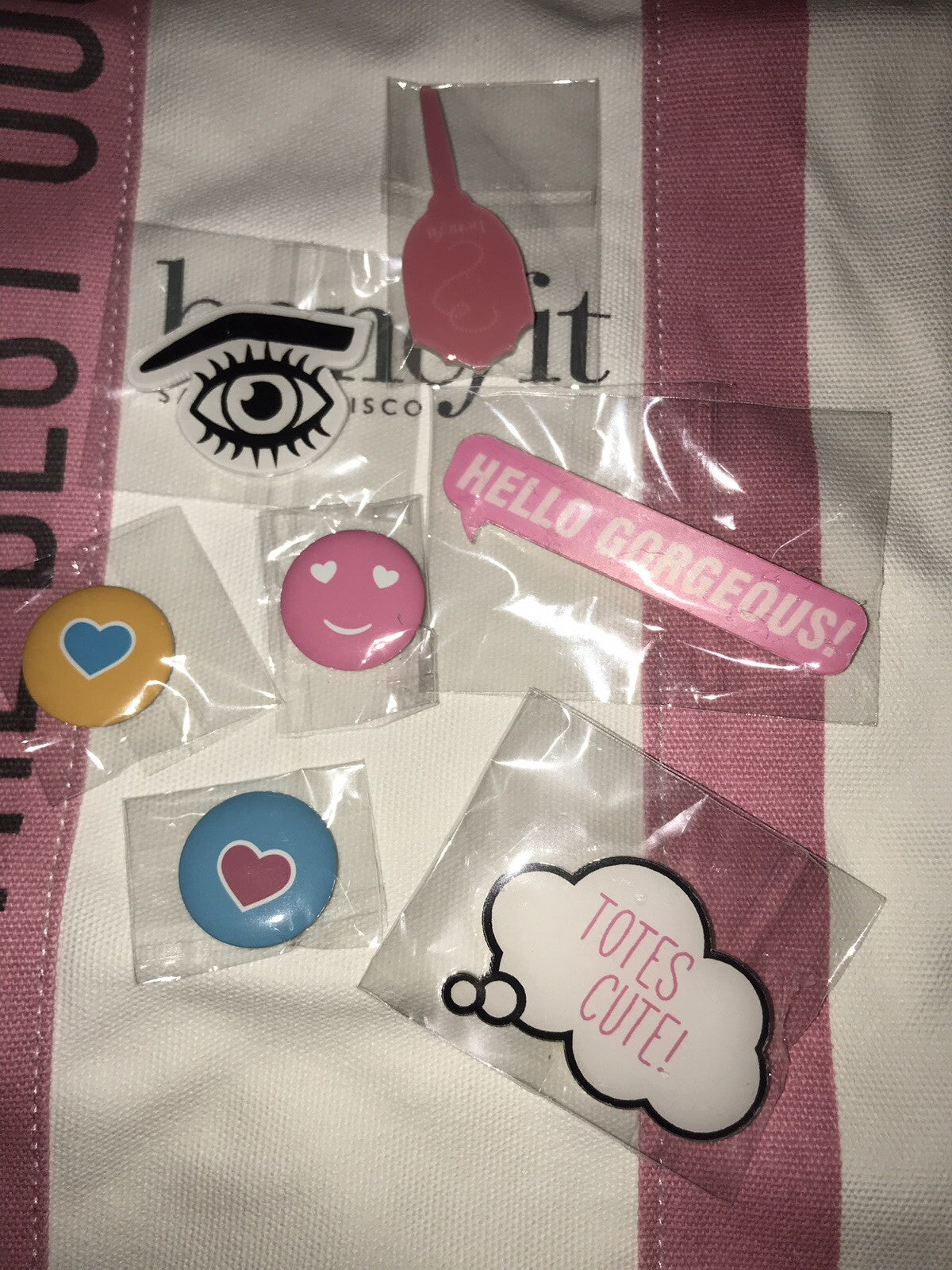 Laughter Is the Best Cosmetic Canvas Tote Bag with Pins - Benefit