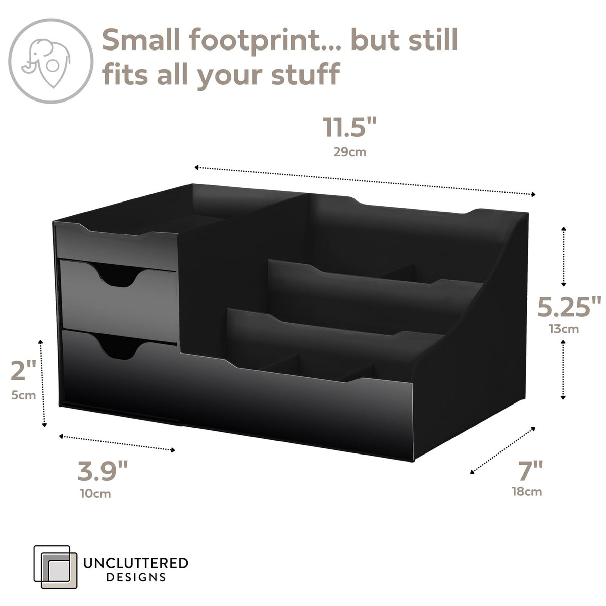 Large Black Vanity Organizer for Countertop Storage - Clutter-Free Makeup & Grooming