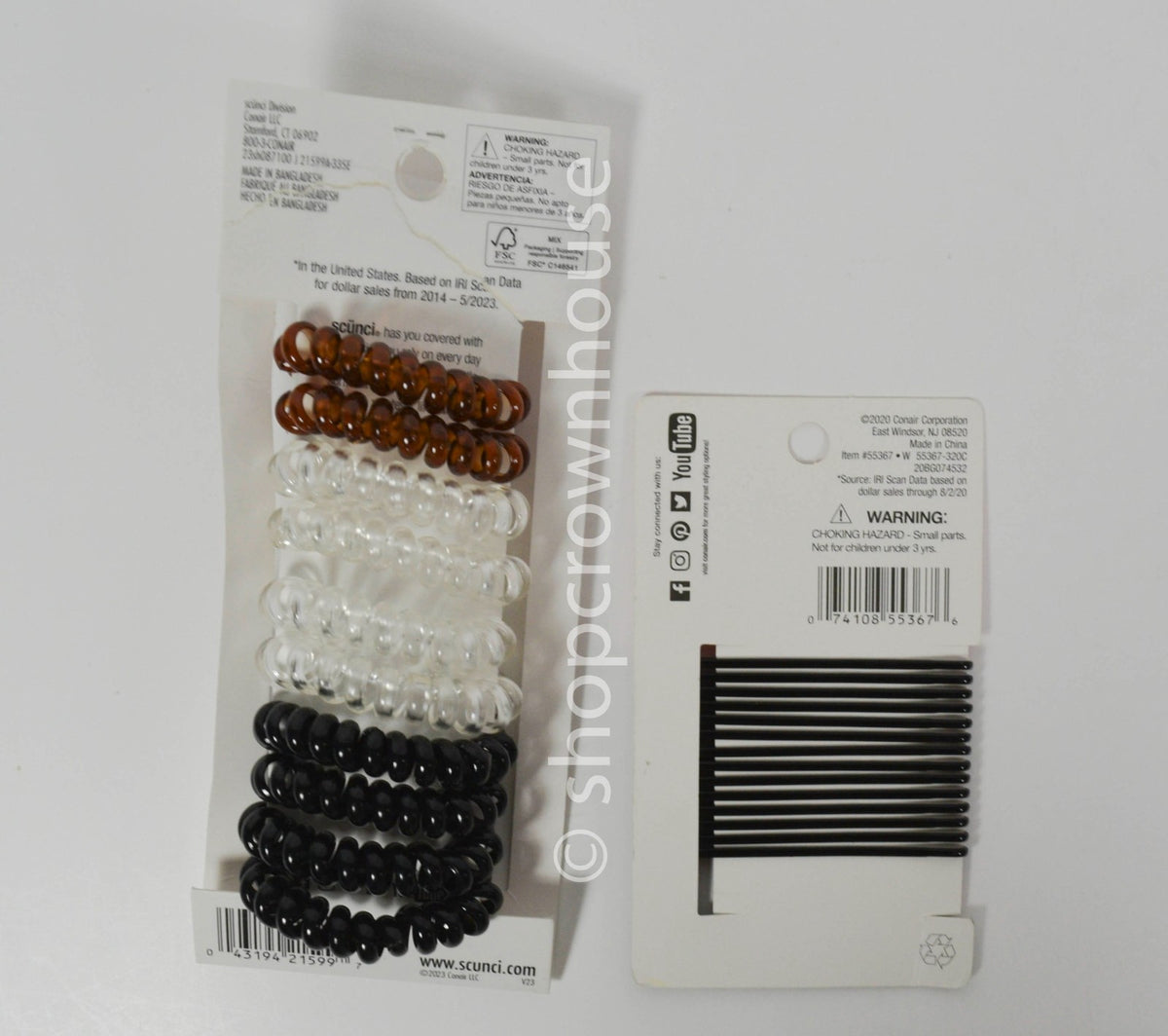Lot of 10 Scunci Spirals Wristie Hair Ties & 14 Conair Bobby Pins =