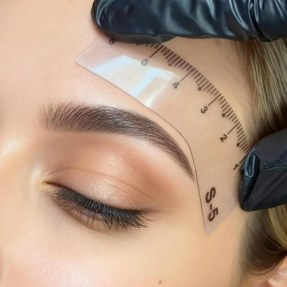 Eyebrow Stencil Ruler Set for Microblading & Makeup - 5 Pairs, Reusable Plastic