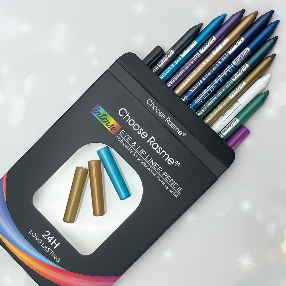 Waterproof Shimmer Eyeliner Pen Set - 12 Color Multi-Color Makeup Styli