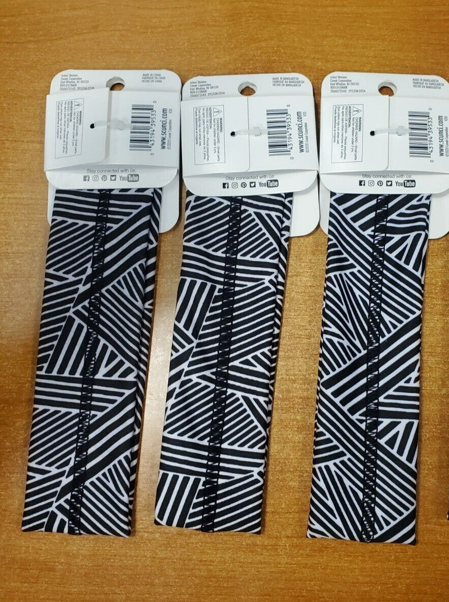 3 Pack: Scunci Everyday & Active No Slip Grip Headwrap Black White