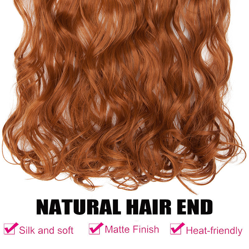 Invisible Wire Hair Extensions Full Head Curly Synthetic Hair with Nano Rings