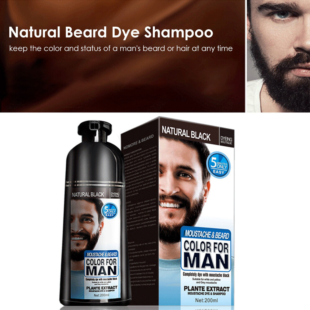 Permanent Beard Dye Shampoo 200ml - Black