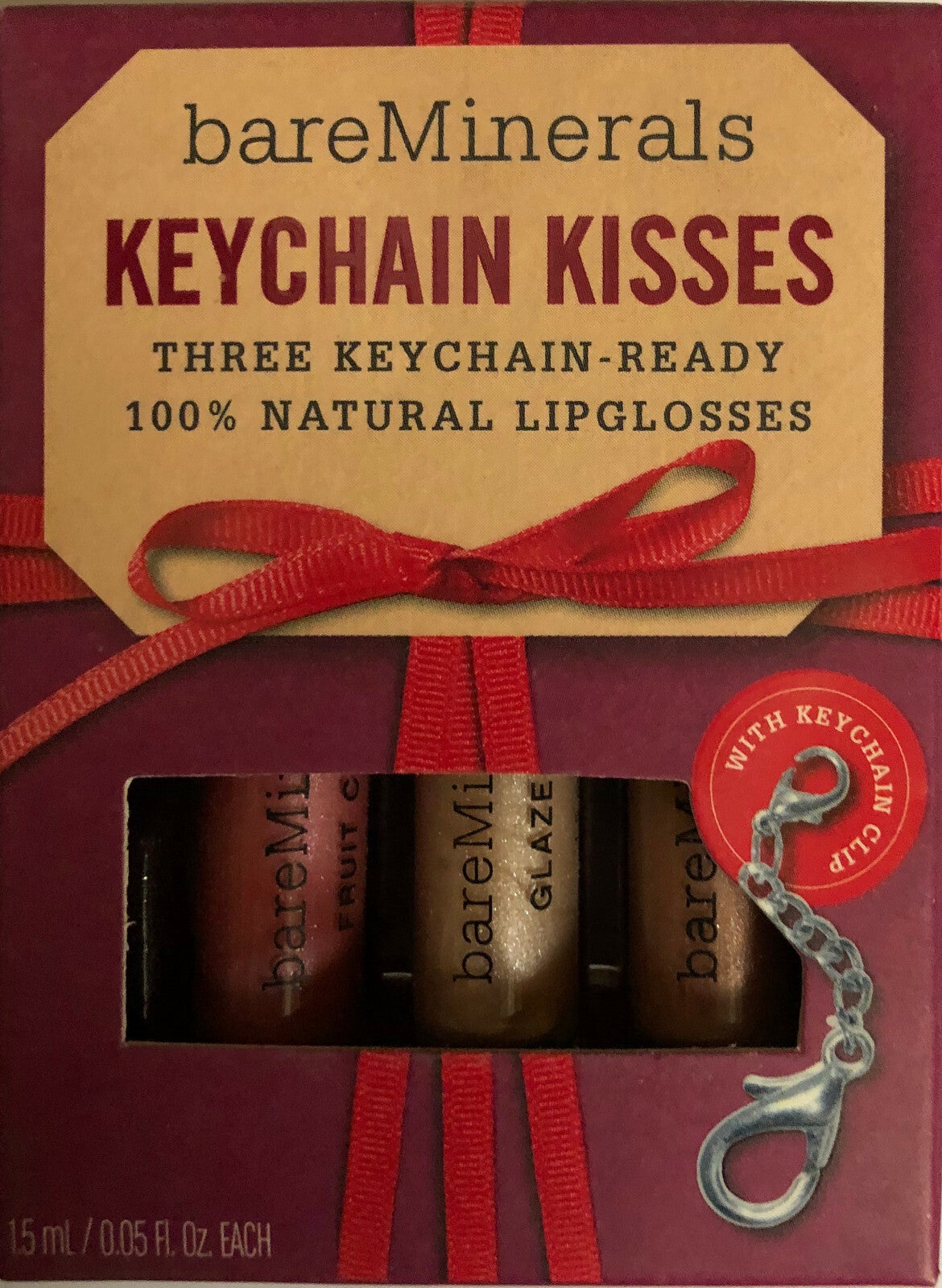 Lip Gloss Set with Keychain - Natural Mini Lip Gloss Trio