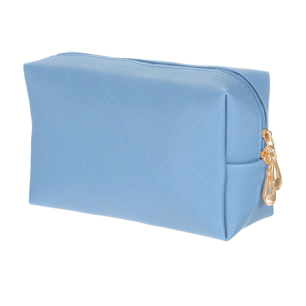 Small PU Leather Makeup Bag - Travel Zipper Cosmetic Organizer, Blue