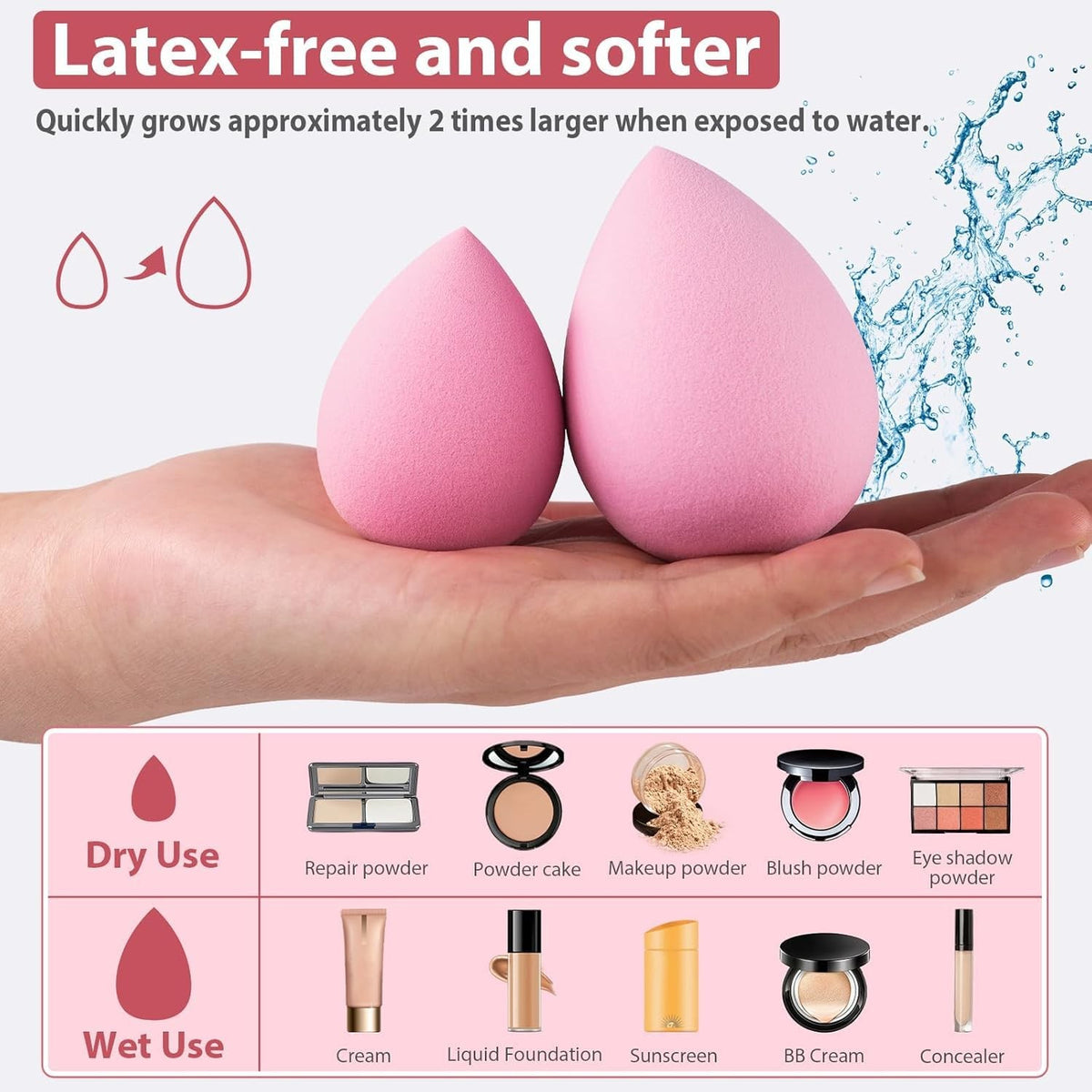 Premium Synthetic Makeup Brush Set 42Pcs with Sponges & Puffs - Pink