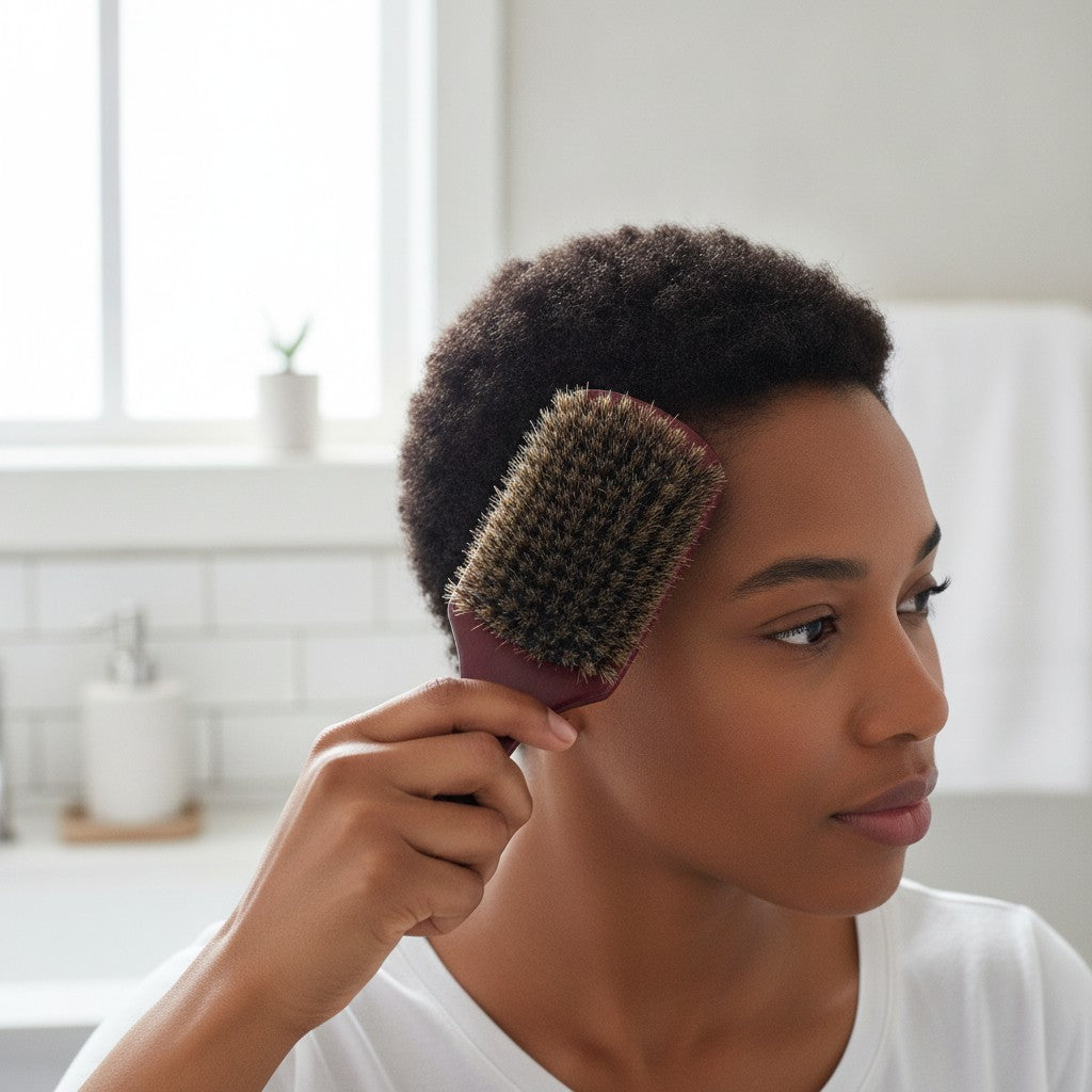 Men's Boar Bristle Wave Hair Brush for Styling & Maintenance