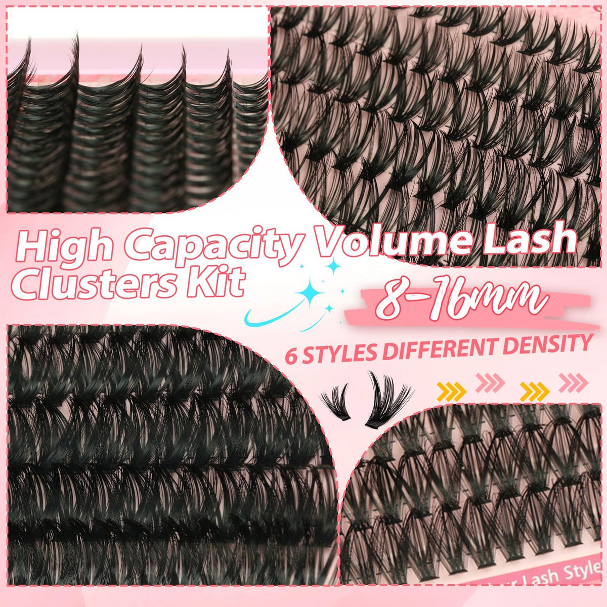 Wispy Lash Clusters Kit 708 Pcs Black - DIY Eyelash Extensions Pack