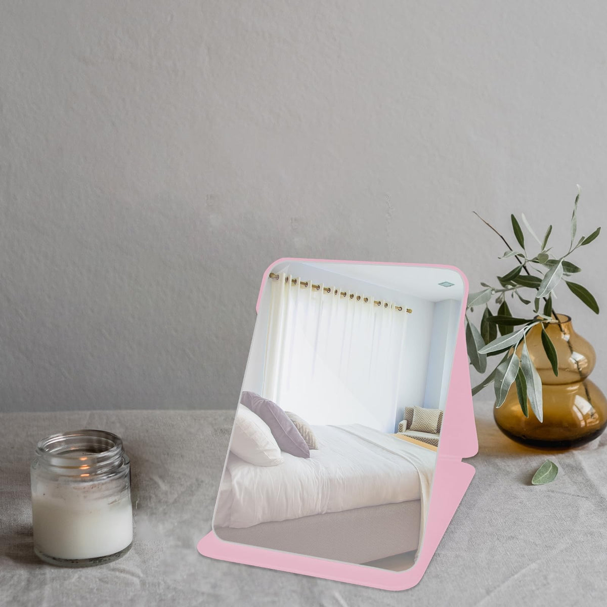 Portable 7x10-inch Folding Makeup Mirror with PU Leather Cover