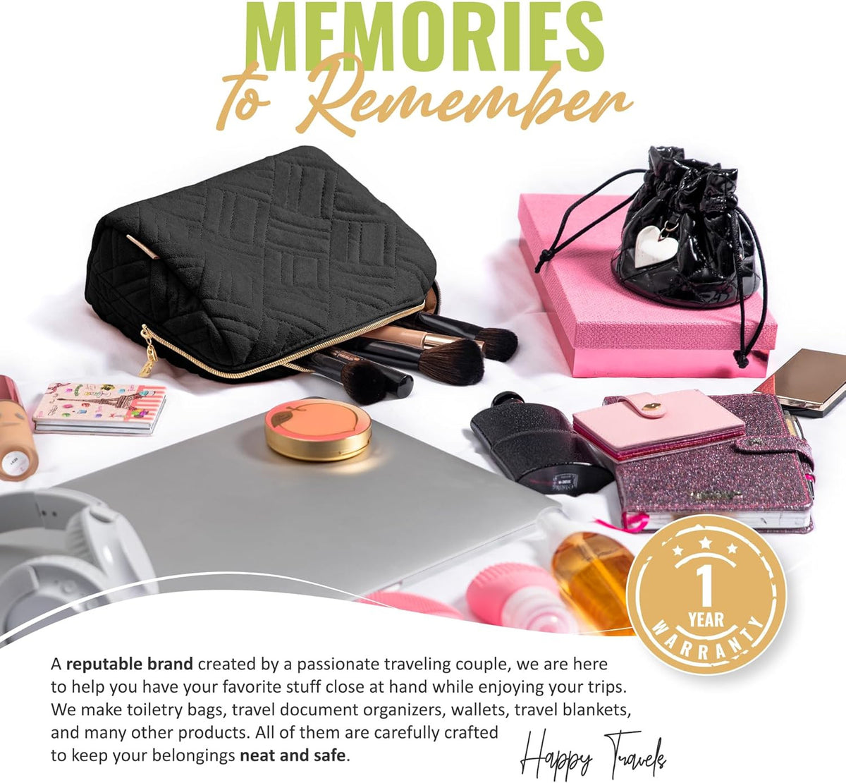 Large Travel Makeup Bag with Water-Resistant Compartments for Women