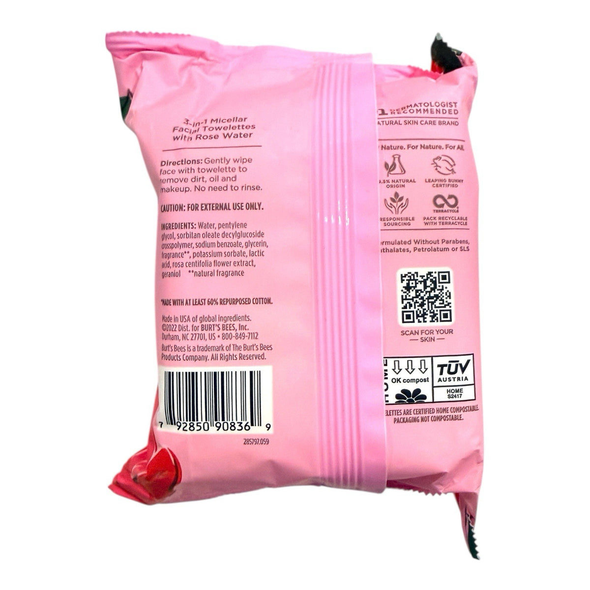 Micellar Facial Towelettes with Rose Water - 3-Pack, 90 Wipes, All Skin Types