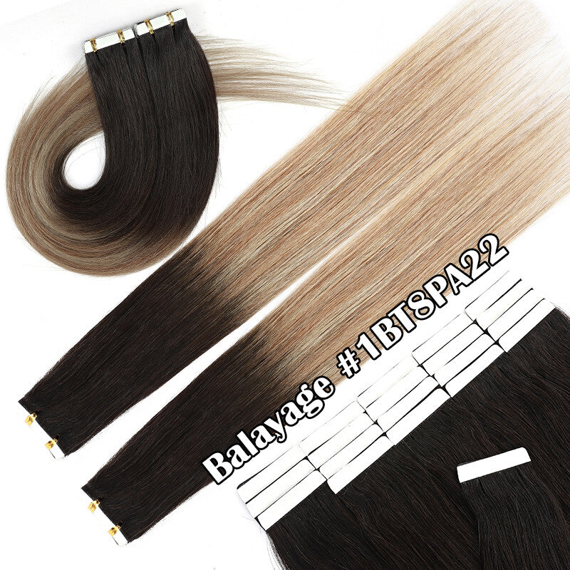 Indian Remy Tape-In Human Hair Extensions Full Head - Straight 200G