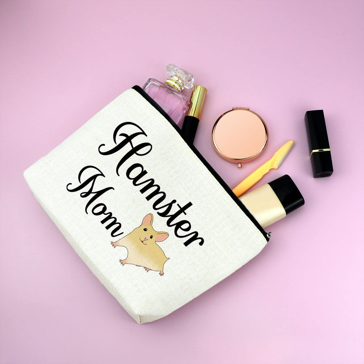 Hamster Mom Cosmetic Bag - Hamster Lover Gift Travel Makeup Pouch