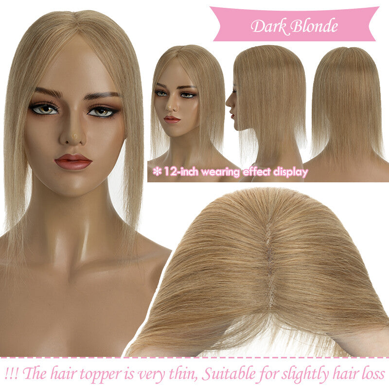 Remy Human Hair Topper Clip-In Lace Base Hairpiece for Women - Multiple Variants