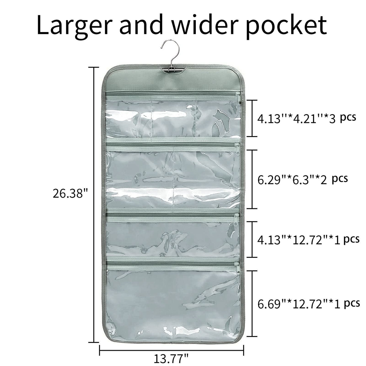 Foldable Clear Hanging Travel Toiletry Bag Organizer with Multiple Compartments