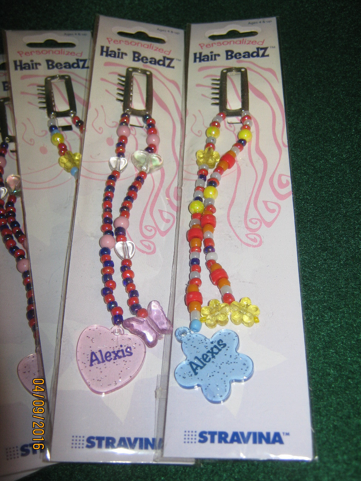 20 Hair Beads "ALEXIS" 10 BLUE & PINK - Stravina Beadz / 4 Up