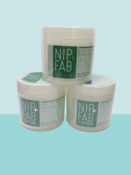 Makeup Remover Pads Set of 60 - Softening Kale Extract, Lot of 3