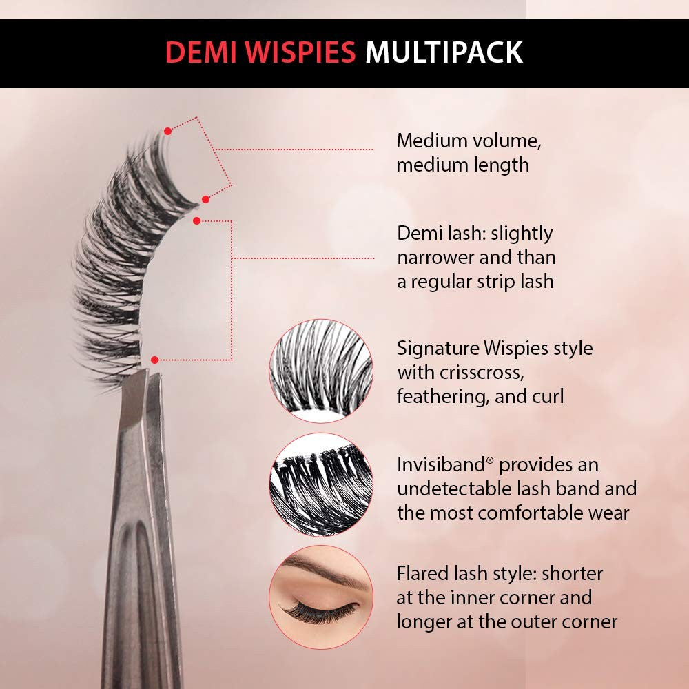 False Eyelashes Wispy Strip 12 Pairs Multipack - Medium Volume & Flared Style