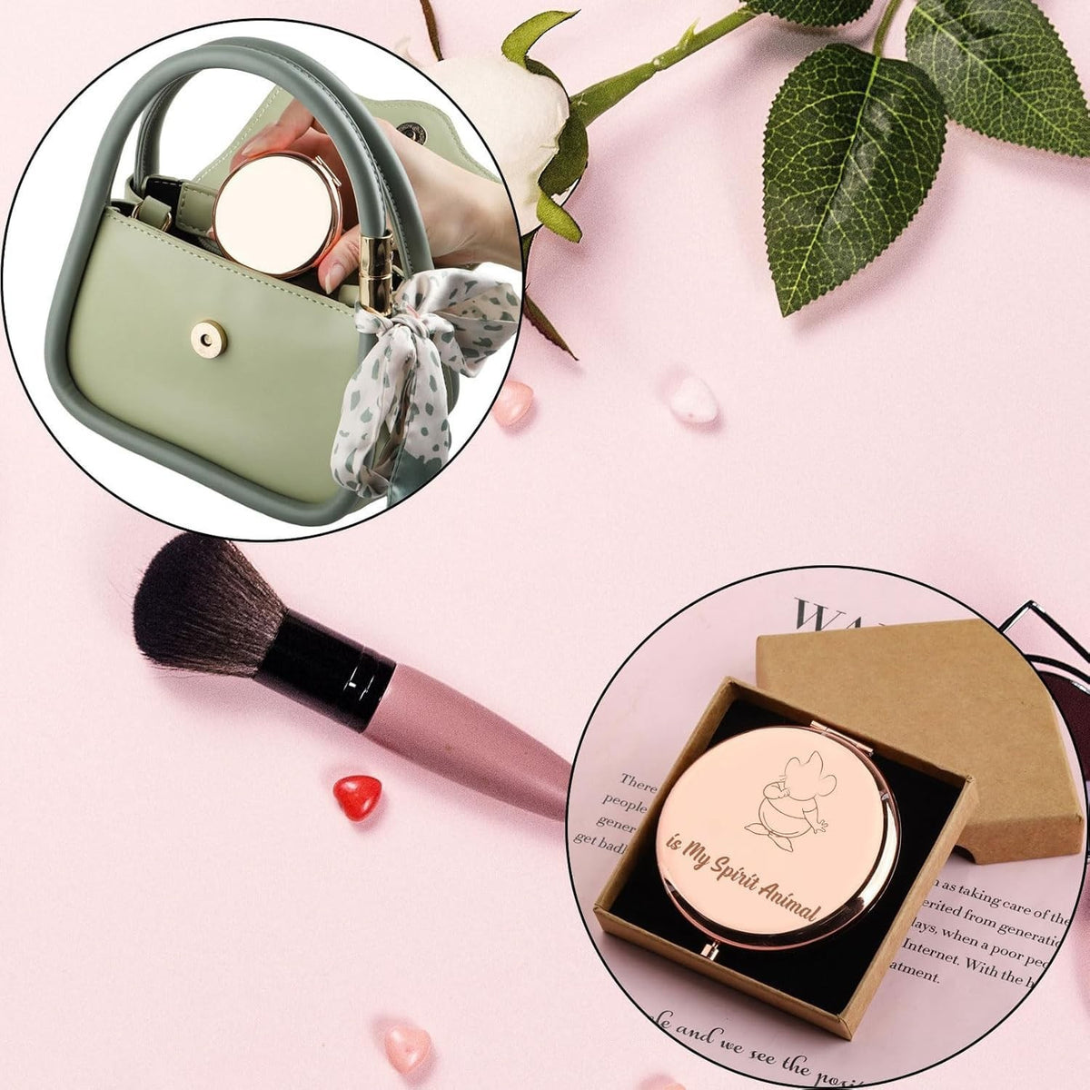 Compact 2-Sided Mouse Pocket Mirror for Makeup and Travel - Fairy Tale Mouse Design