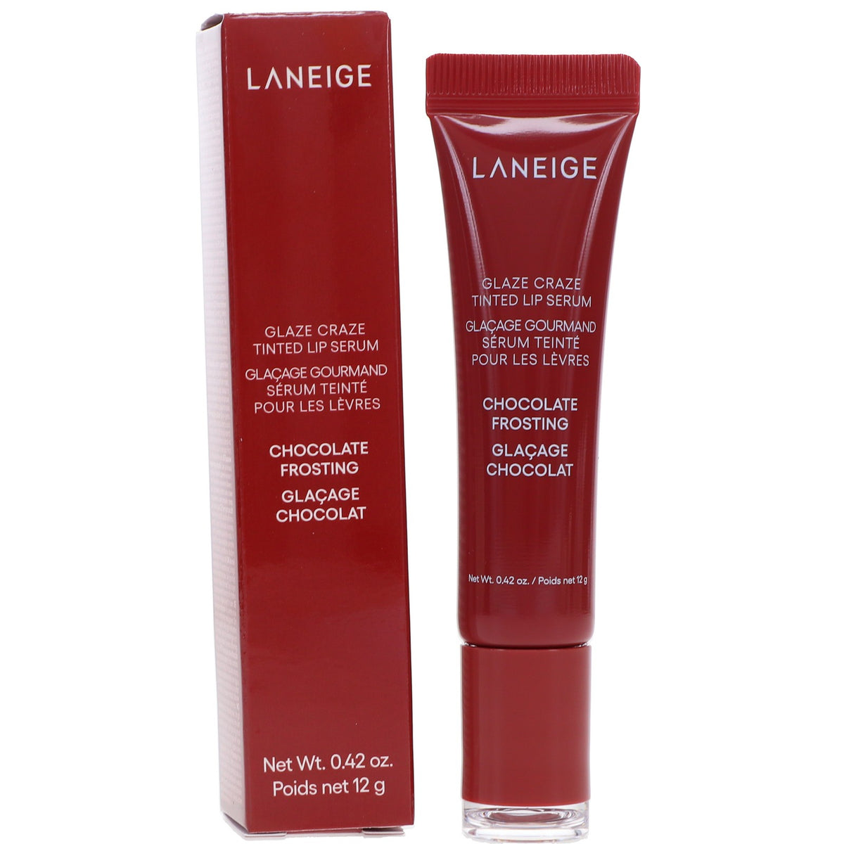 Lip Serum with Sheer Chocolate Tint and High-Gloss Finish - Hydrating Lip Gloss
