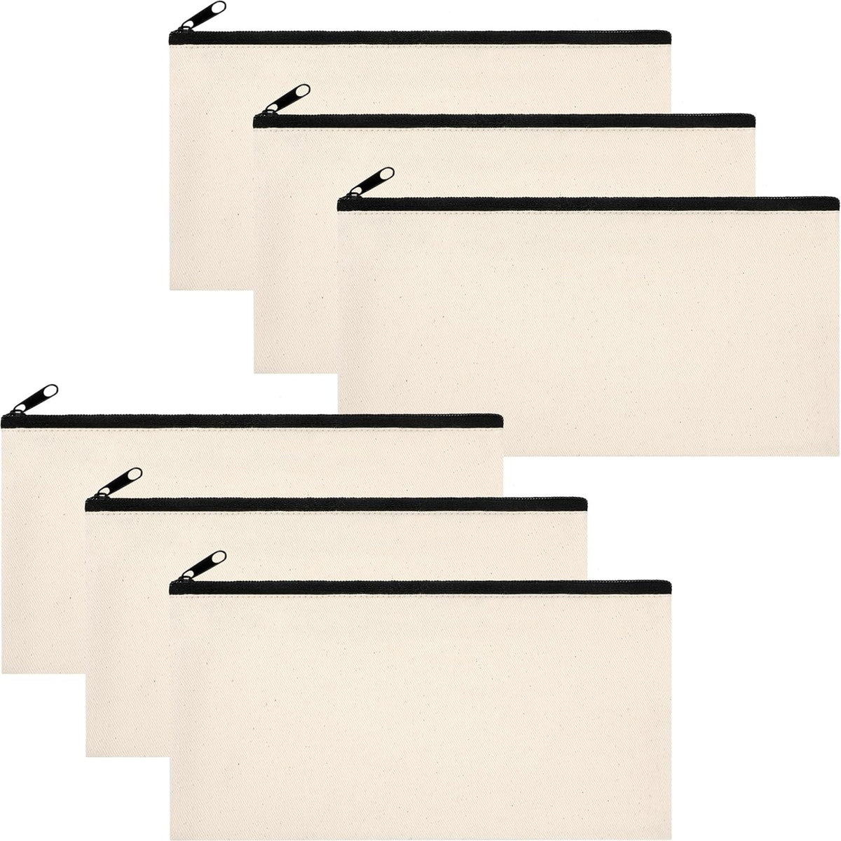 6-Pack Small Canvas Zipper Pouches - 8 x 4.2 Inch Travel & Craft Organizer