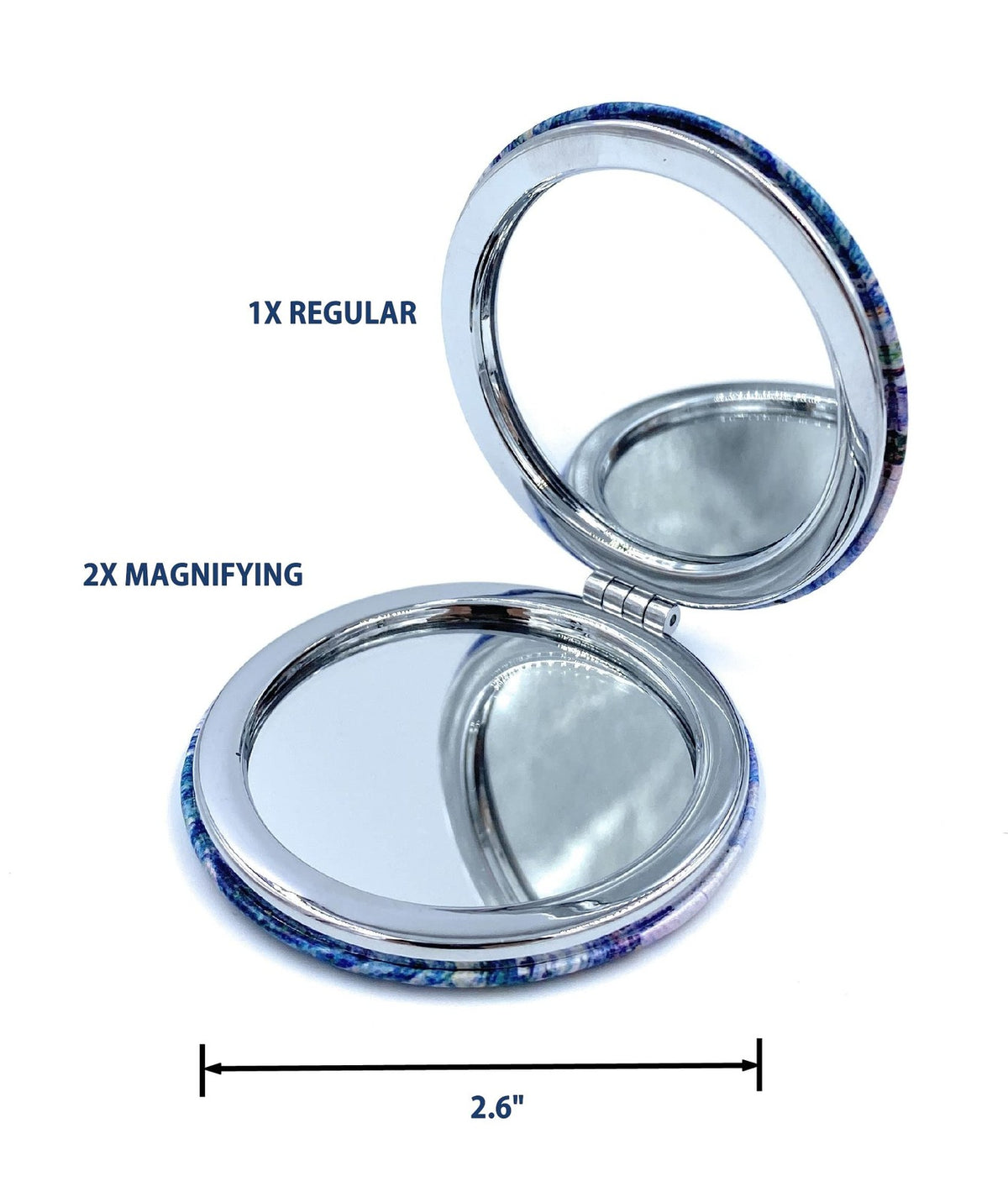 Round Compact Mirror with 2x Magnifier – Portable Pocket Makeup Travel Mirror