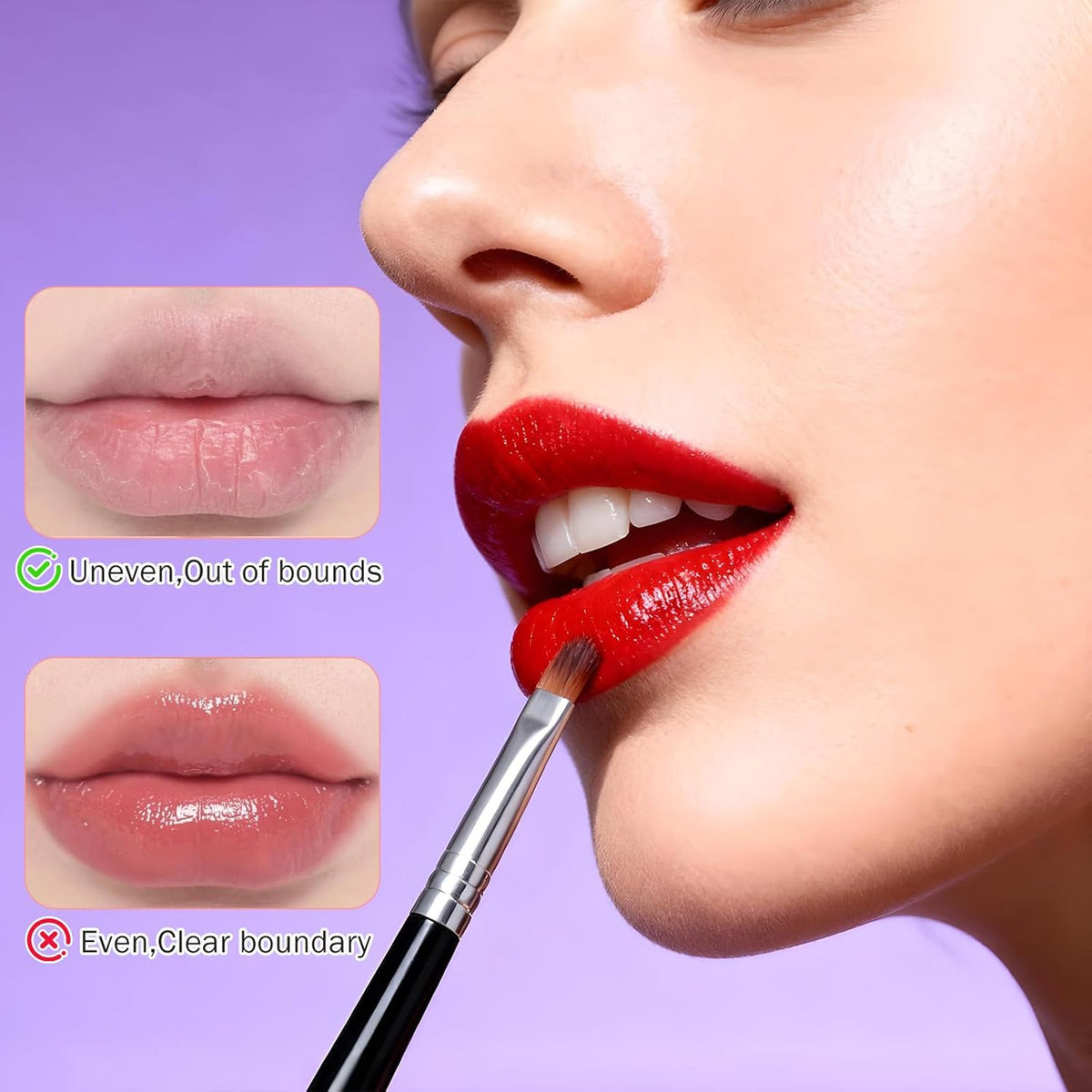 Retractable Lip Brush Set - 6 Silver Makeup Applicators for Precise Lipstick & Gloss