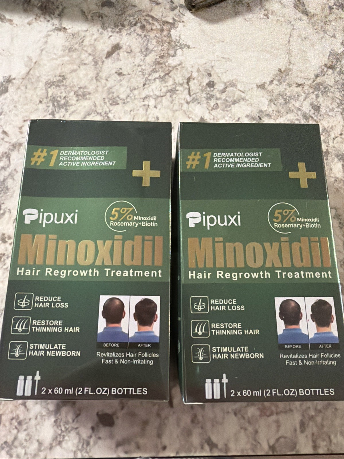 2 Pipuxi Minoxidil 5% Hair Regrowth Treatment Rosemary Biotin 4 x 60ml