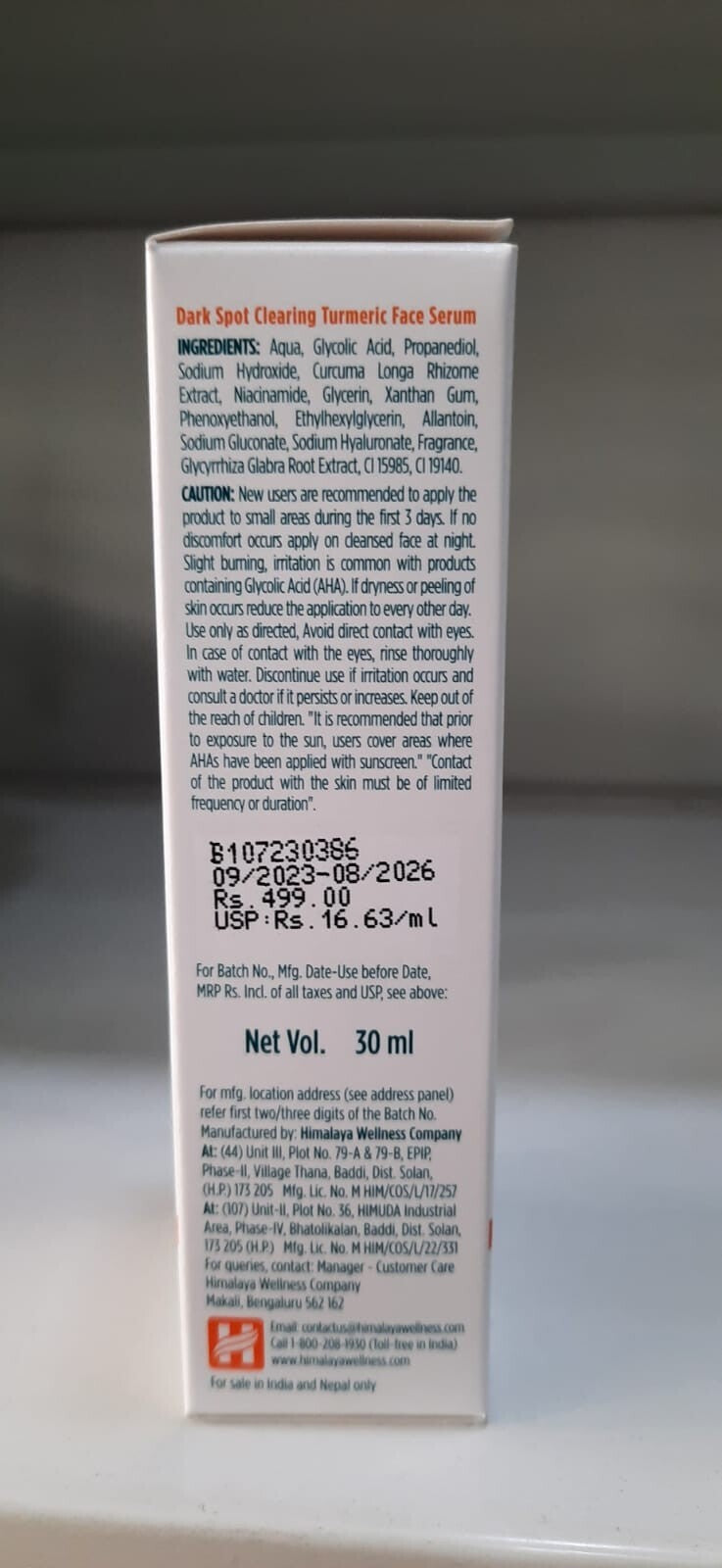 Himalaya Dark Spot Clearing Turmeric Face Serum 30ml - All Skin Types
