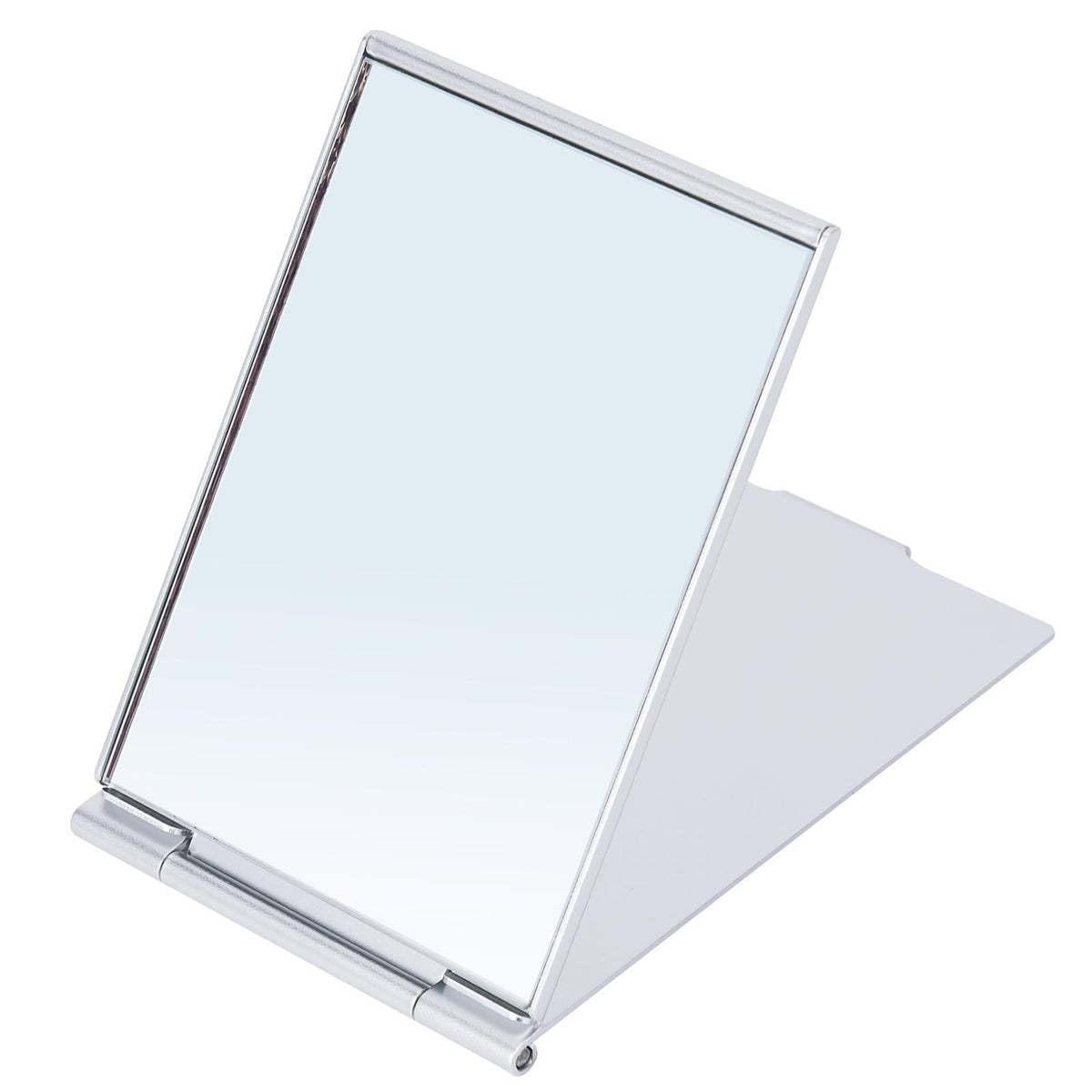 Portable Rectangular Travel Mirror - Silver Compact Makeup & Handheld Mirror