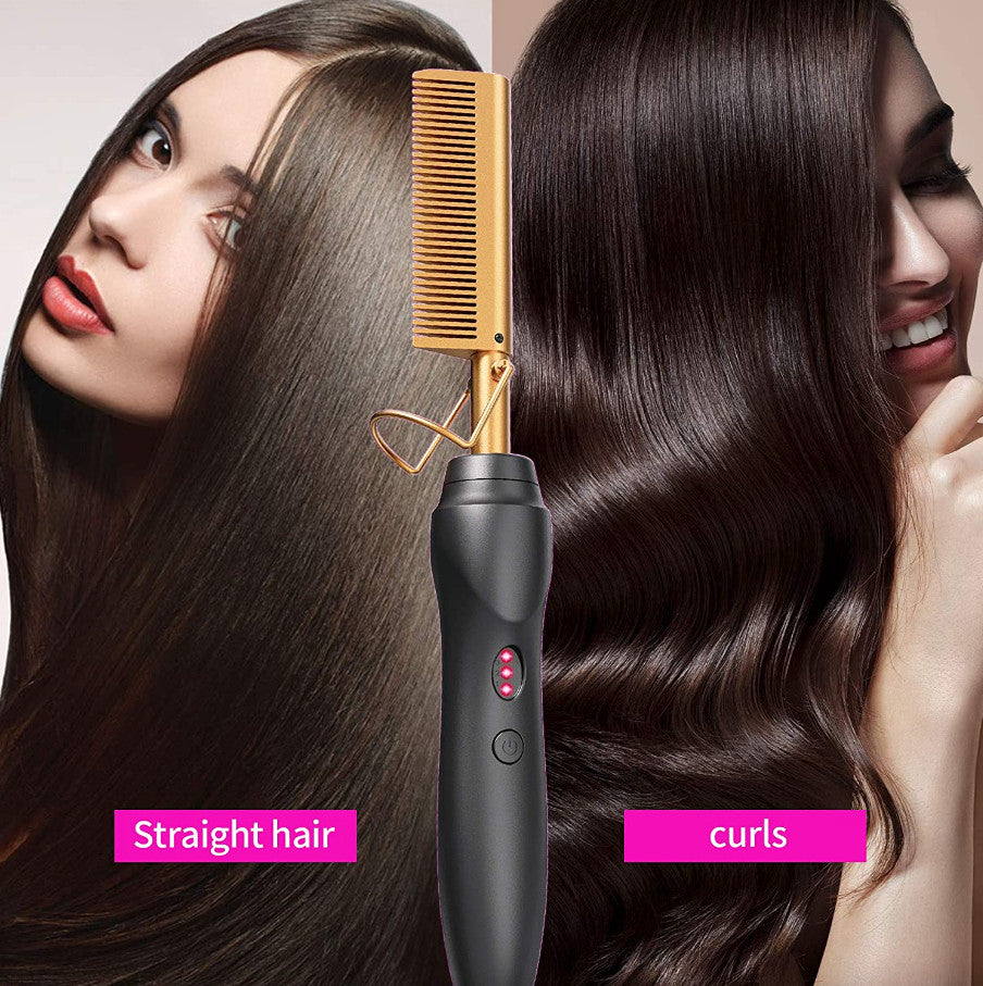Electric Hot Comb for Hair & Beard Straightening - Ceramic Heated Styling Tool
