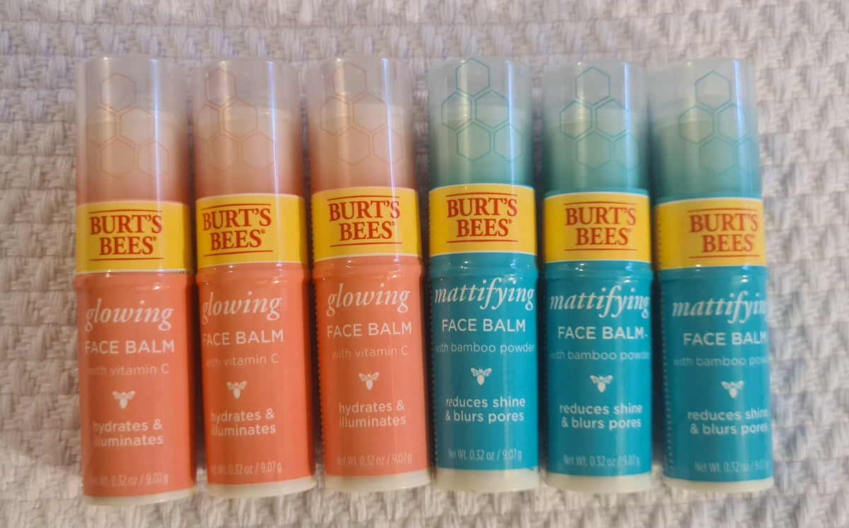 Set of 6 Burt's Bees Face Balms - Mattifying & Glowing Skin Care