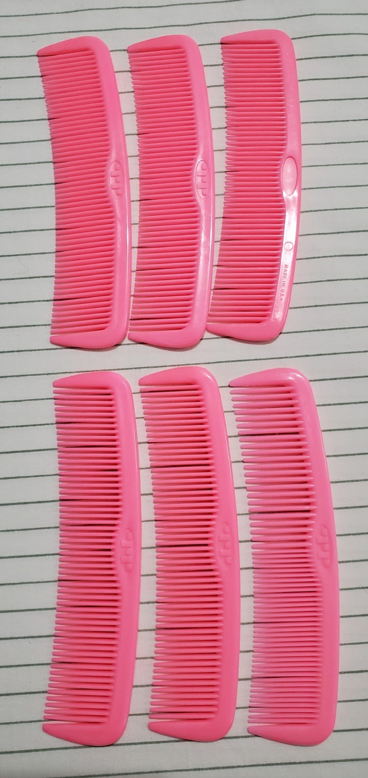 Vintage Pink Hair Combs Set of 6 - Unbreakable 5-Inch Hair Accessories