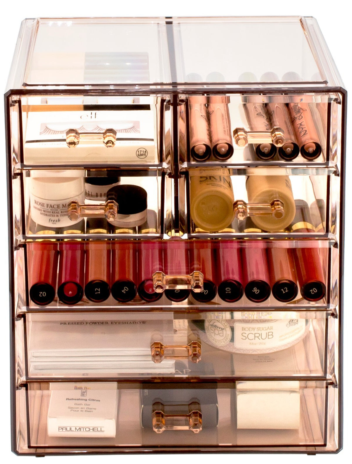 Sorbus Clear Makeup Organizer with 4 Drawers - Bronze Glow, 3L Storage