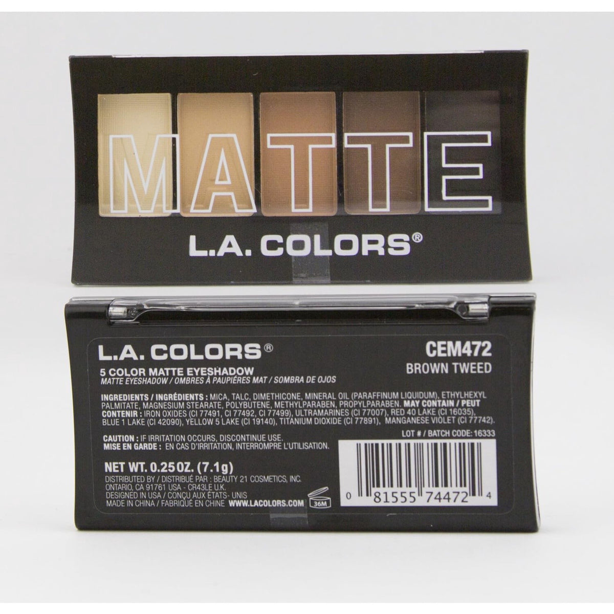 5 Color Matte Eyeshadow Palette - Brown Tweed, Cruelty-Free