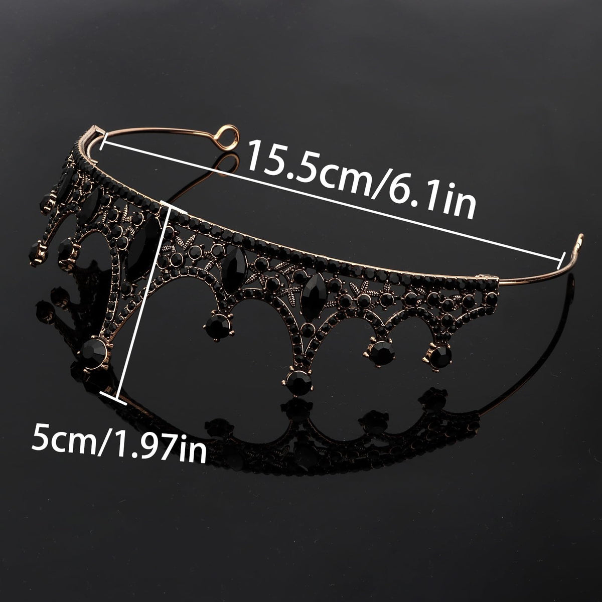 Amariver Black Crystal Tiara Crown for Women 1 Count (Pack of 1),