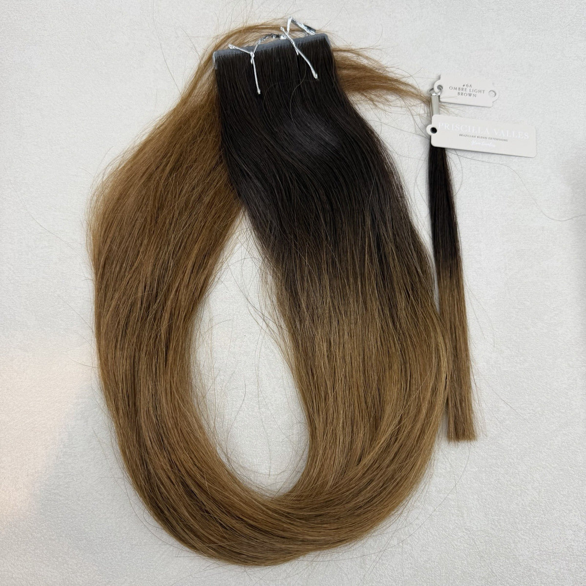 Hair Extensions Tape-In 25 Inch Light Brown Ombre - Glam Seamless & Priscilla Valles