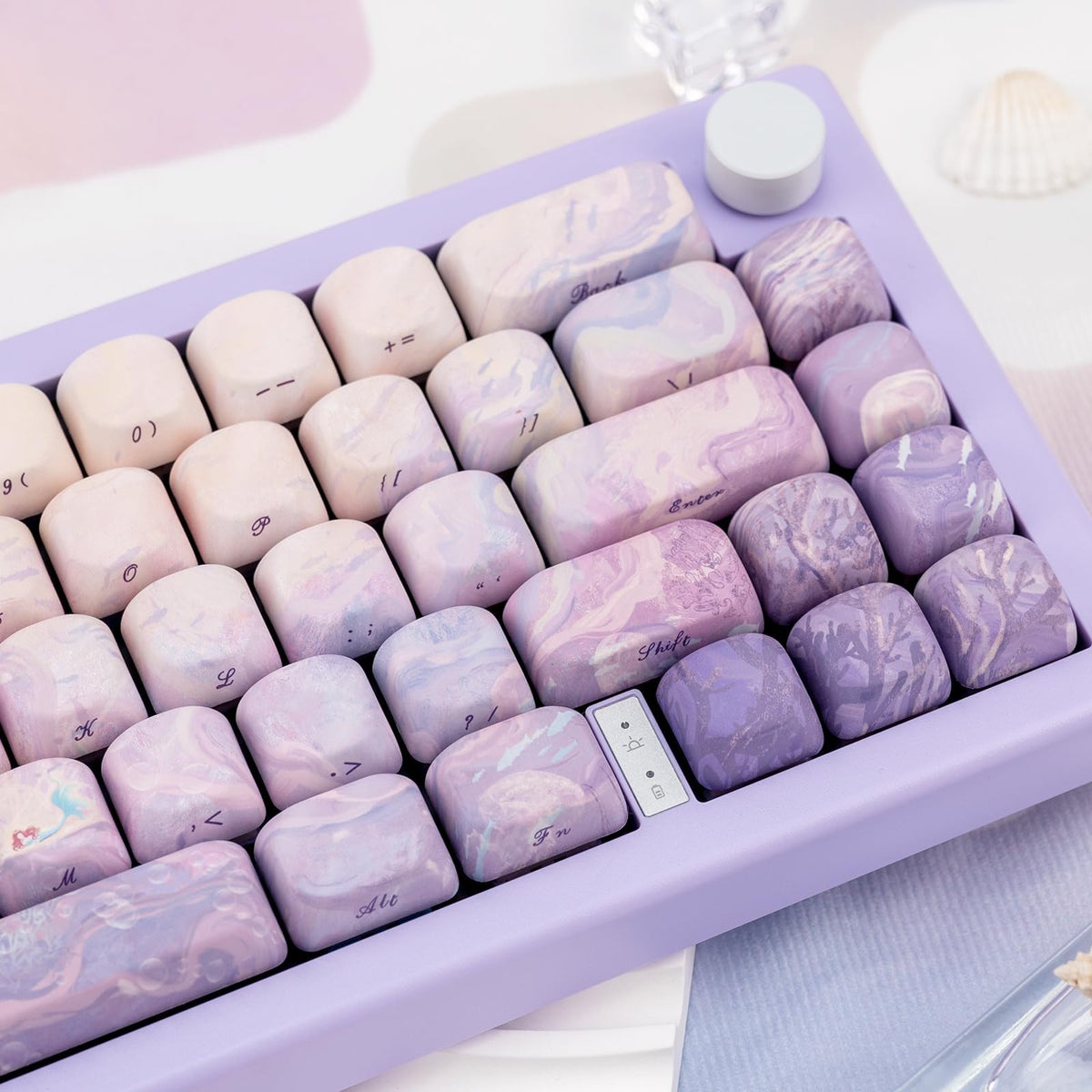 Purple Dye Sub PBT Keycap Set for Mechanical Gaming Keyboard - Round Side Print