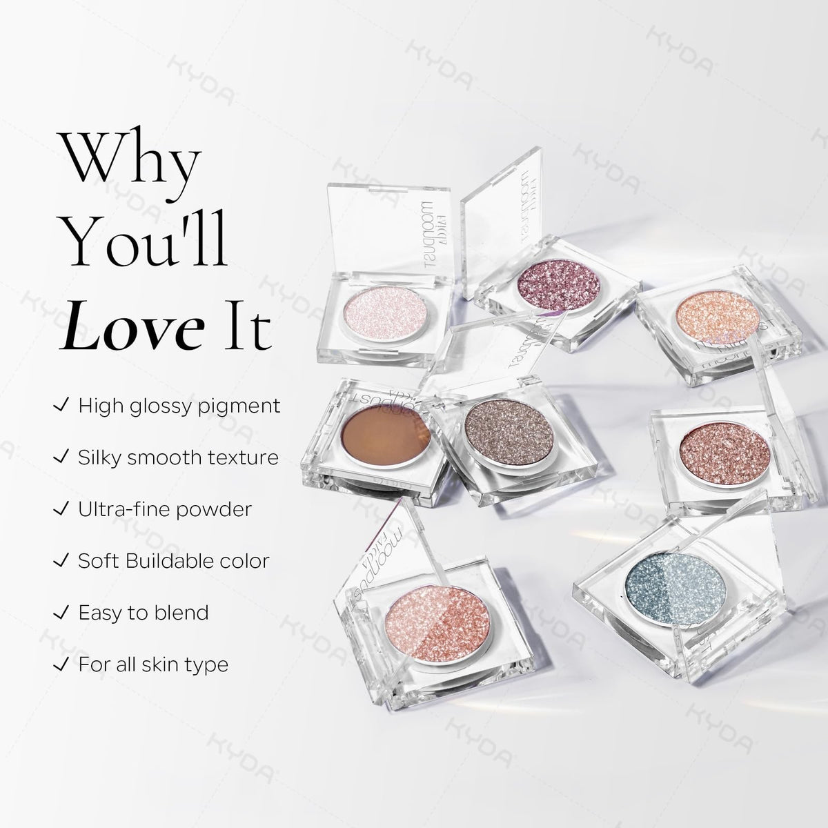 Glitter Eyeshadow - Pale Champagne Silver, Long-Lasting Blendable Makeup