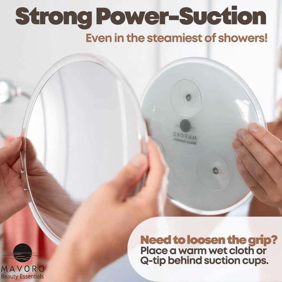 9 Inch Magnifying Mirror with Suction Cups 10x Magnification for Bathroom & Travel