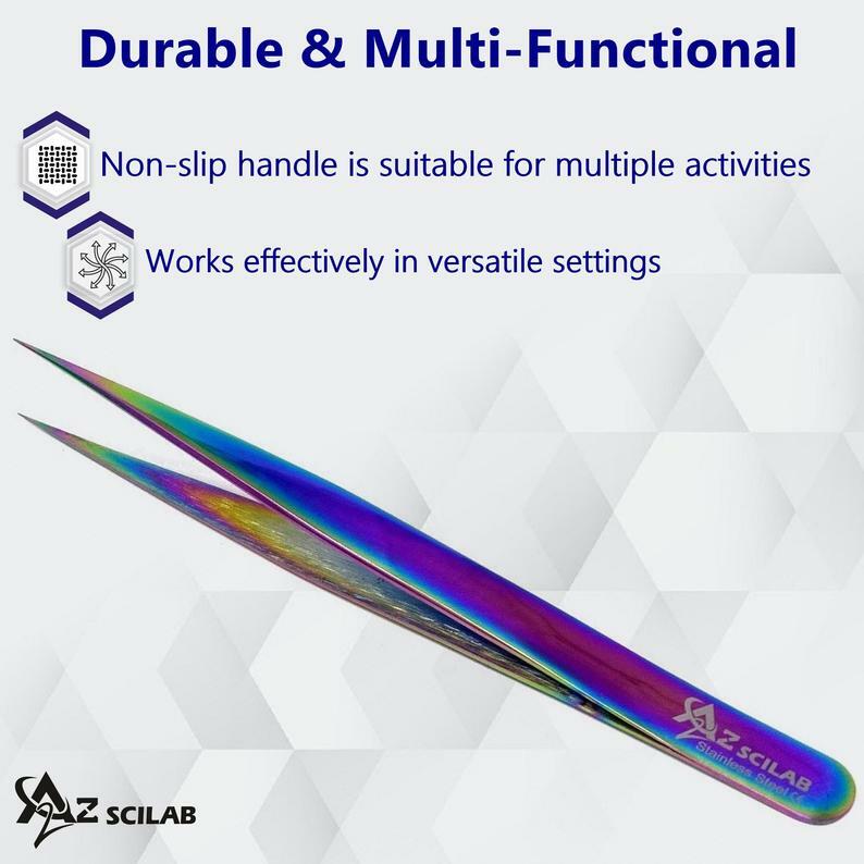 Eyelash Extension Tweezers - Stainless Steel Rainbow Multi-Color Precision Tool