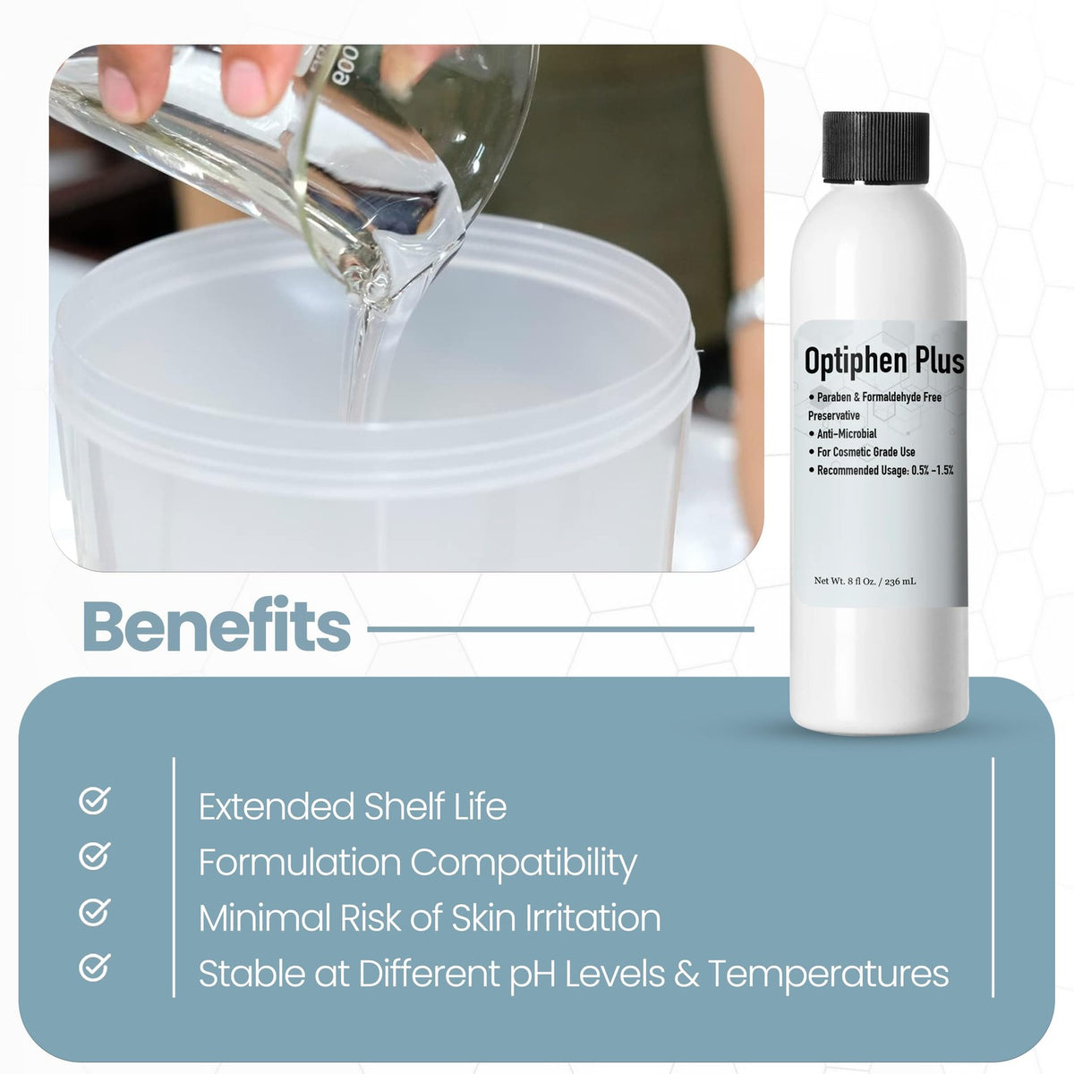 Cosmetic Preservative for Formulations - 8 Fl Oz, Hydrating & Suitable for Sensitive Skin