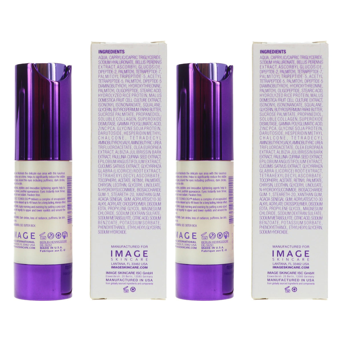 Brightening Eye Cream for Dark Circles and Puffiness - 0.5 oz 2 Pack